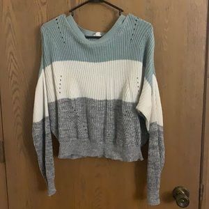 Garage Grey, White, & Turquoise Knitted Sweater